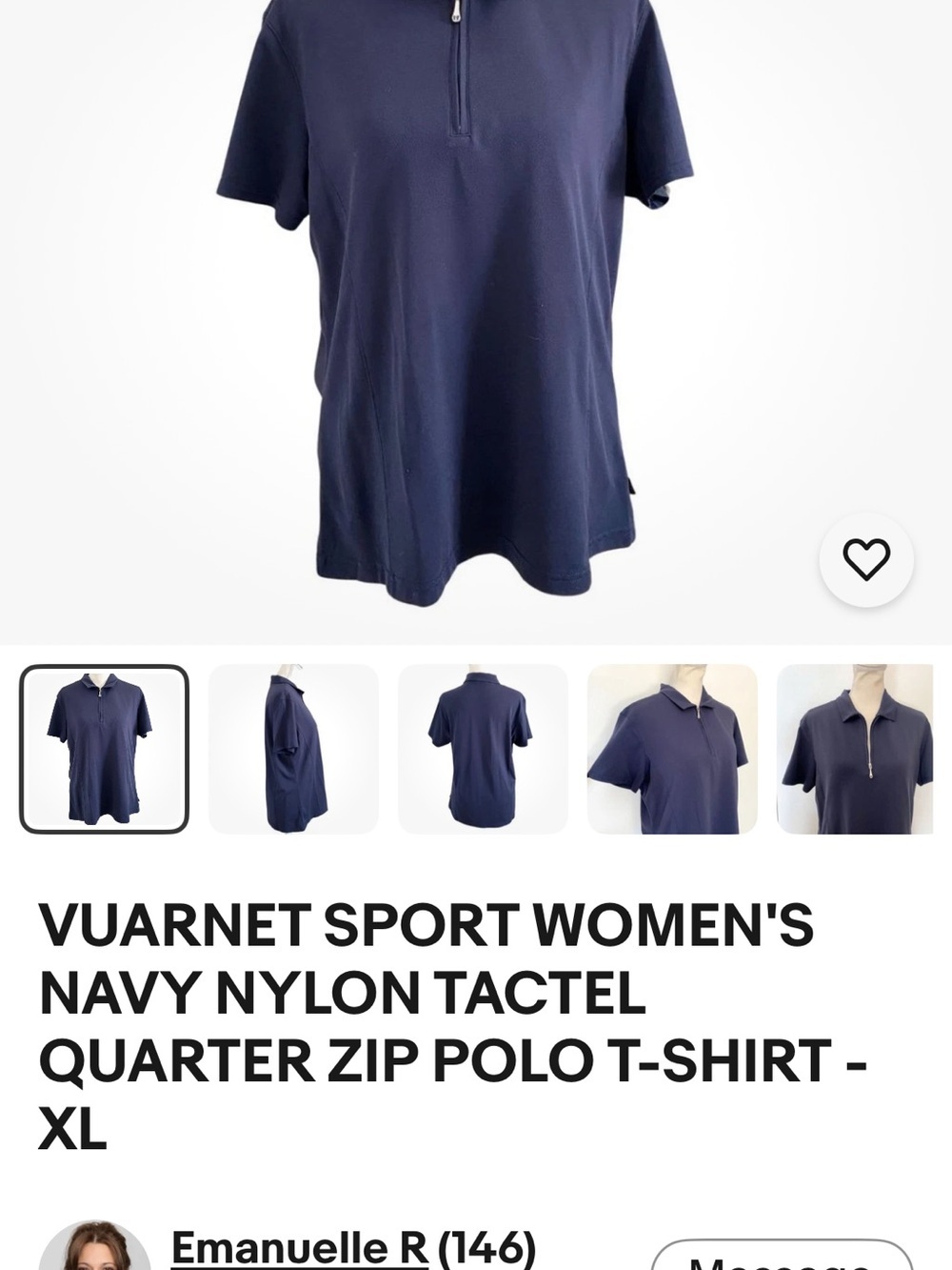 Vuarnet Short Sleeve Quarter Zip Polo Top - WHITE